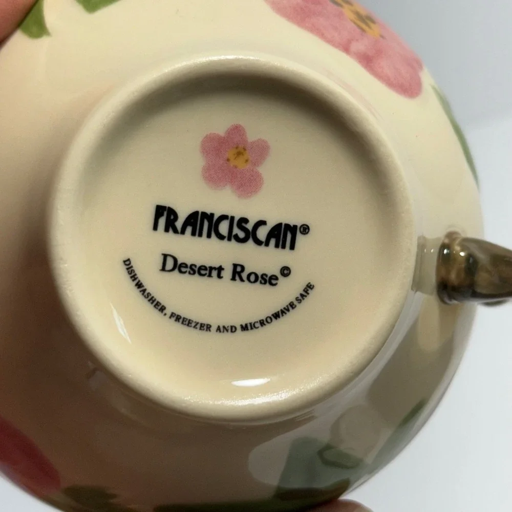 Franciscan Desert Rose Tea Cup and Saucer Set of 5 Vintage Pink Floral China